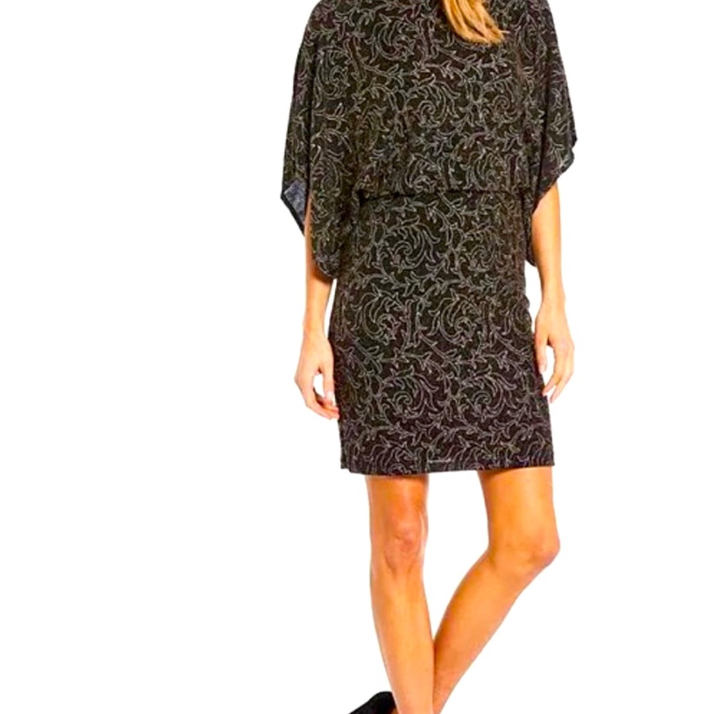 Jessica Howard Black Lace Dolman Sleeve, Cold Shoulder Dress - Size 12